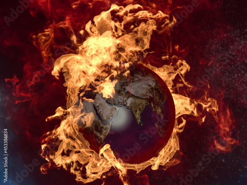 The infernal gorenje of the planet Earth, the Day of Judgment. 3d rendering. photo