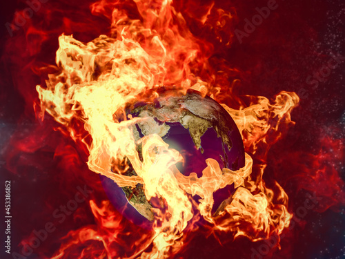 The infernal gorenje of the planet Earth, the Day of Judgment. 3d rendering.