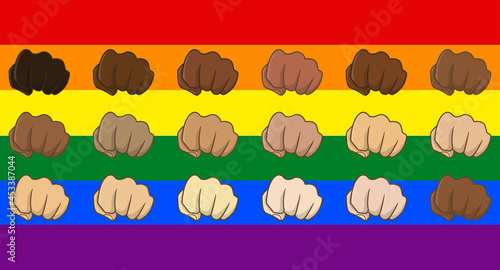 LGBQT Vector Punching Hands different skin tones