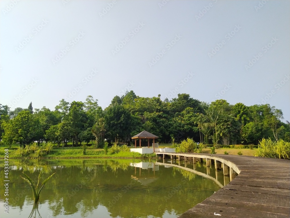wooden bridge over lake wooden bridge over lake