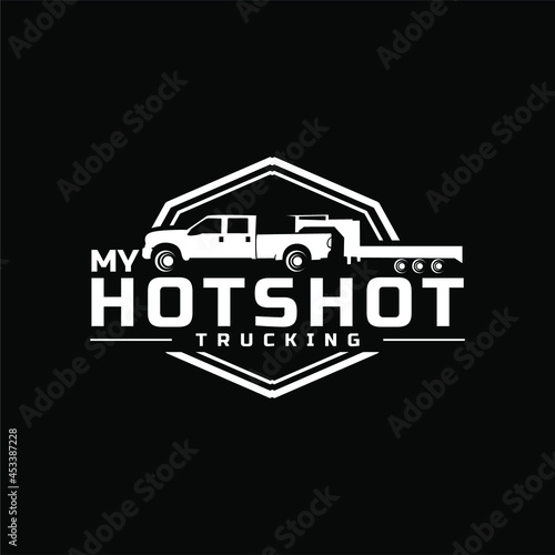 Hotshot trucking delivering beach palm logo design vector illustration