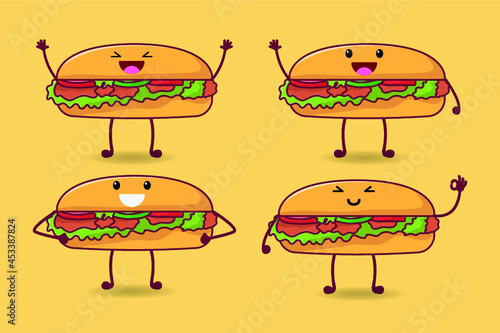 Set of cute sandwich expression illustration