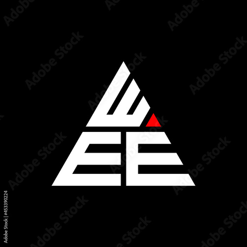WEE triangle letter logo design with triangle shape. WEE triangle logo design monogram. WEE triangle vector logo template with red color. WEE triangular logo Simple, Elegant, and Luxurious Logo. WEE 
