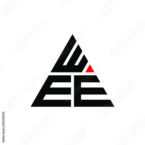 WEE triangle letter logo design with triangle shape. WEE triangle logo design monogram. WEE triangle vector logo template with red color. WEE triangular logo Simple, Elegant, and Luxurious Logo. WEE 
