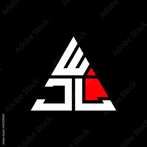 WJL triangle letter logo design with triangle shape. WJL triangle logo design monogram. WJL triangle vector logo template with red color. WJL triangular logo Simple, Elegant, and Luxurious Logo. WJL 
