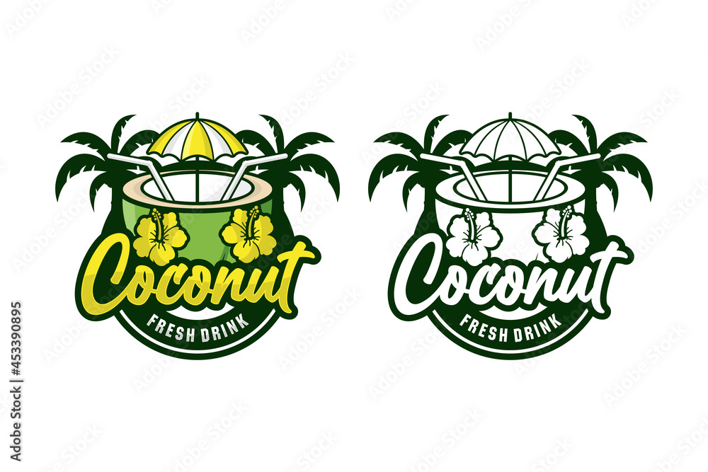 Coconut fresh drink design illustration logo