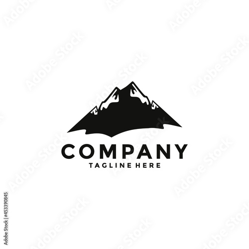 Mountain River Lanscape logo design vector illustration 