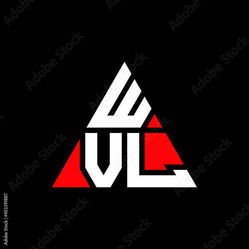 WVL triangle letter logo design with triangle shape. WVL triangle logo design monogram. WVL triangle vector logo template with red color. WVL triangular logo Simple, Elegant, and Luxurious Logo. WVL 