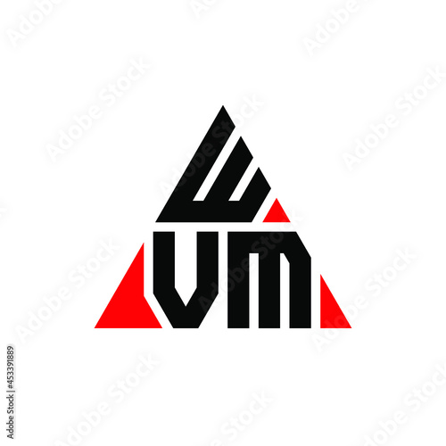 WVM triangle letter logo design with triangle shape. WVM triangle logo design monogram. WVM triangle vector logo template with red color. WVM triangular logo Simple, Elegant, and Luxurious Logo. WVM 