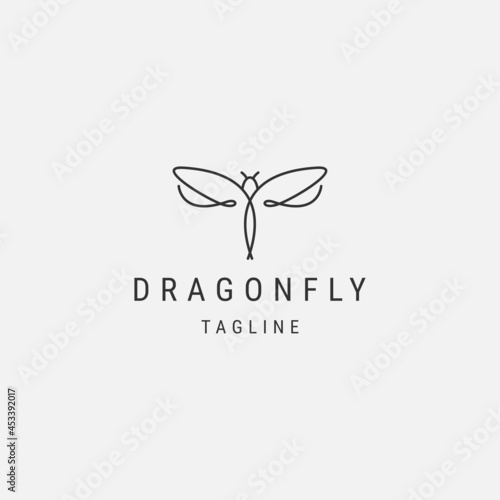 Dragonfly line logo design template