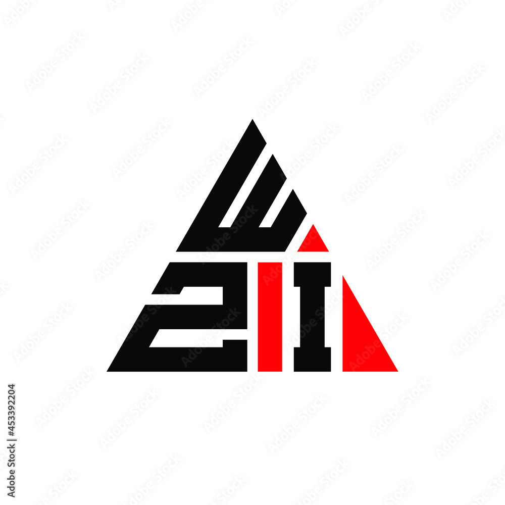 WZI triangle letter logo design with triangle shape. WZI triangle logo design monogram. WZI triangle vector logo template with red color. WZI triangular logo Simple, Elegant, and Luxurious Logo. WZI  - obrazy, fototapety, plakaty 