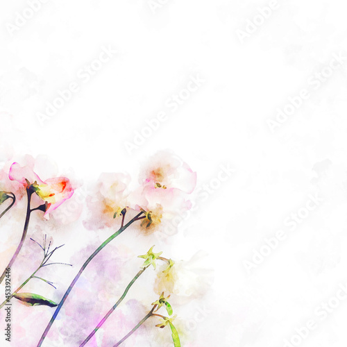 Beautiful abstract watercolor flowers and leaves illustration