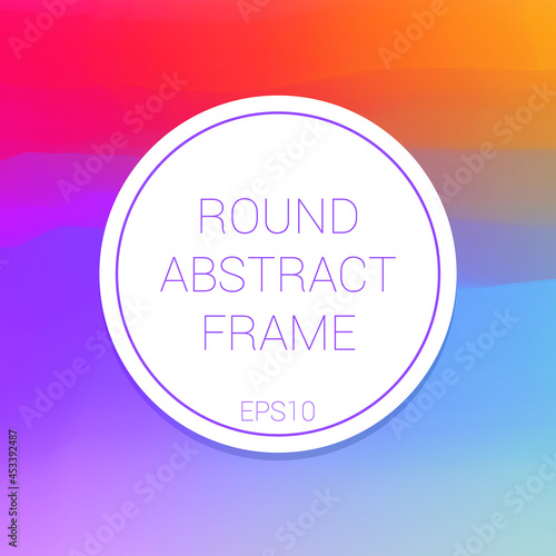 Watercolor Rainbow Round Frame Abstract Texture Vector Illustration. Motion Shape Gradient Template Badge Design.