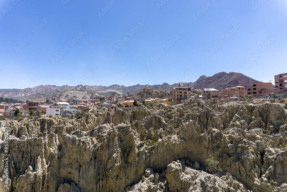 The Valley of the Moon in La Paz, Bolivia, is a geologically formed mud mountain that has been eroded over time.
