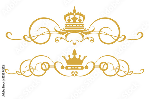 Design elements in Royal style. Gold isolated on white. Vector image
