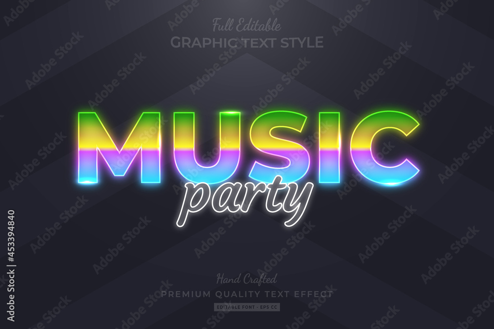 Music Party Gradient Editable Text Effect Font Style