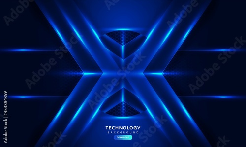 Dark blue light abstract hexagonal background