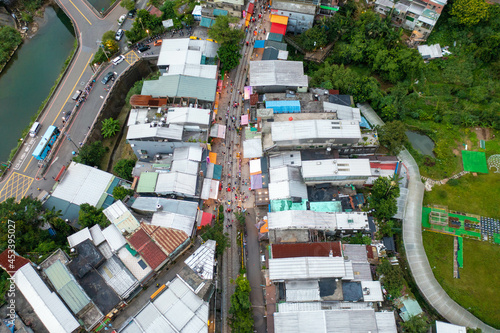 Canvas Print 台湾の九份、十份などの観光名所をドローンで空から撮影した空撮写真 Aerial photos of Jiufen, Jeofen and other tourist spots in Taiwan taken from the sky by drone