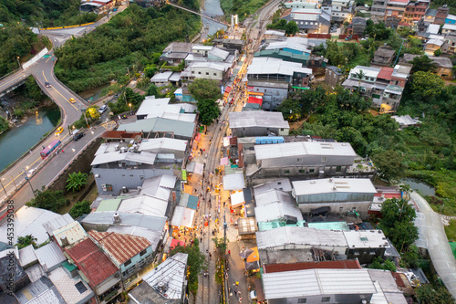 台湾の九份、十份などの観光名所をドローンで空から撮影した空撮写真 Aerial photos of Jiufen, Jeofen and other tourist spots in Taiwan taken from the sky by drone. photo