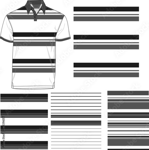 striped polo T shirt silhouette, three variants