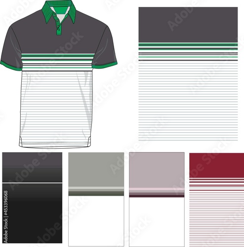 striped polo T shirt silhouette, three variants