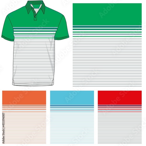 striped polo T shirt silhouette, three variants