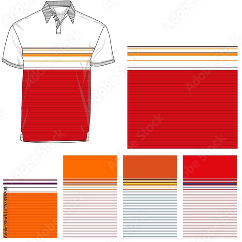 striped polo T shirt silhouette, three variants