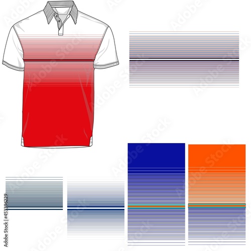 striped polo T shirt silhouette, three variants