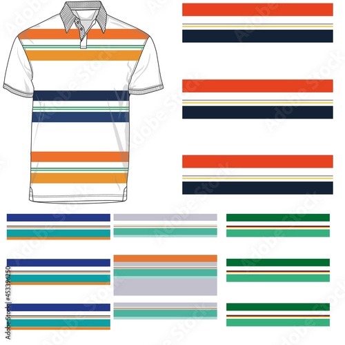 striped polo T shirt silhouette, four variants