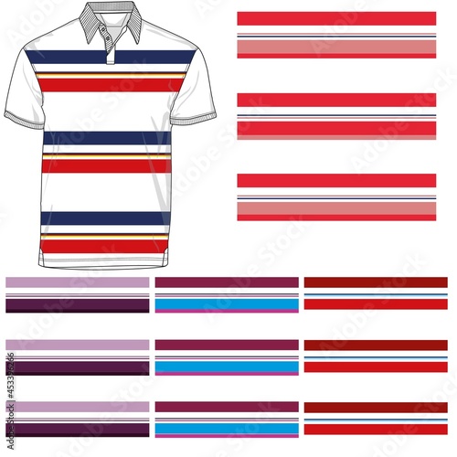striped polo T shirt silhouette, three variants