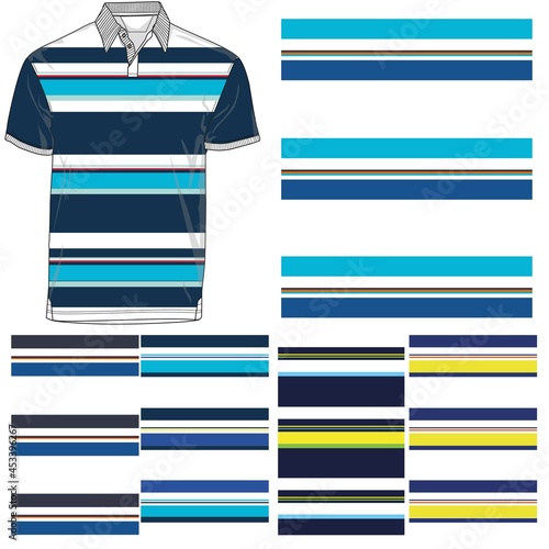 striped polo T shirt silhouette, five variants