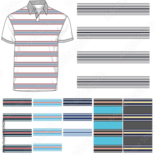 striped polo T shirt silhouette, six variants