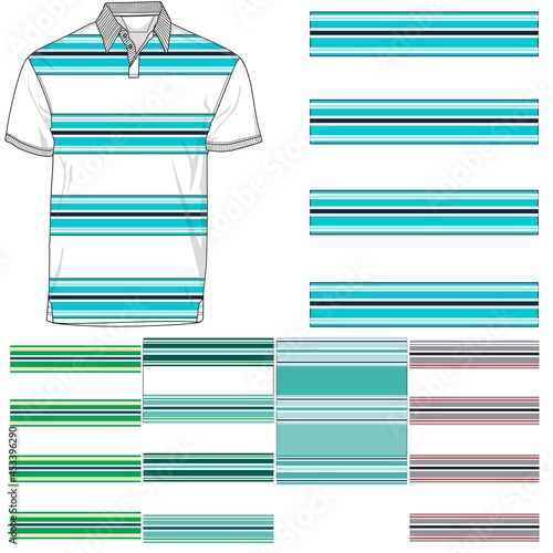 striped polo T shirt silhouette, five variants