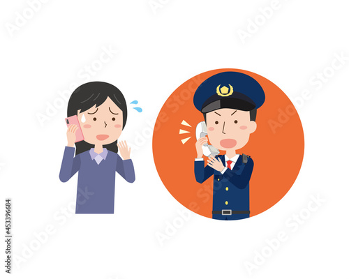 警察へ電話する女性