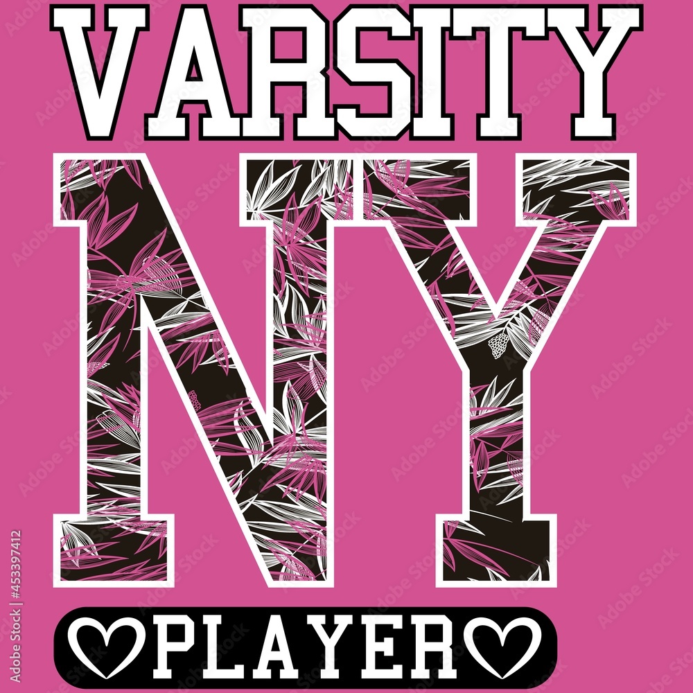 Fototapeta premium college style print whit text and pink background