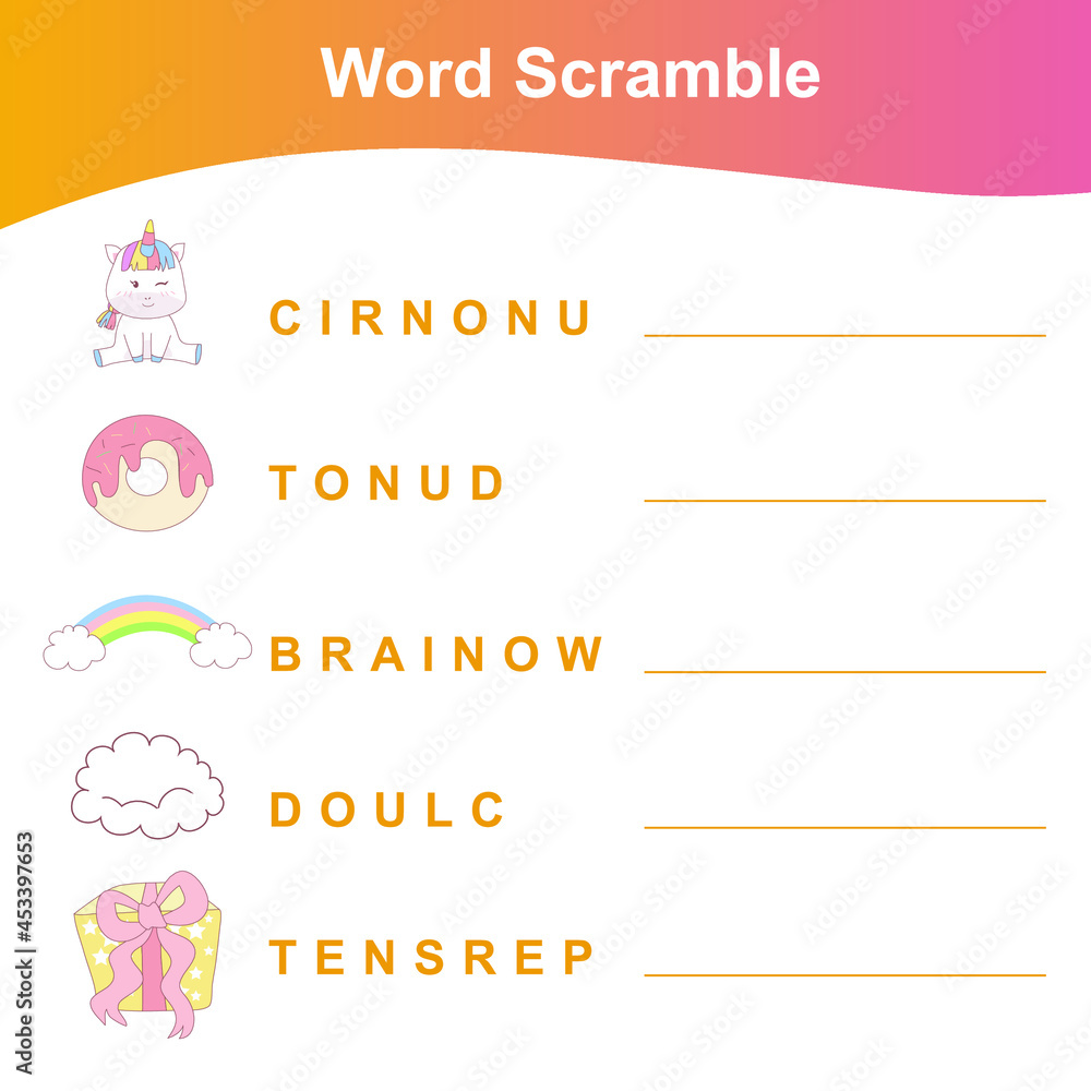 Word Scramble for Preschool. Worksheet for learning English ...