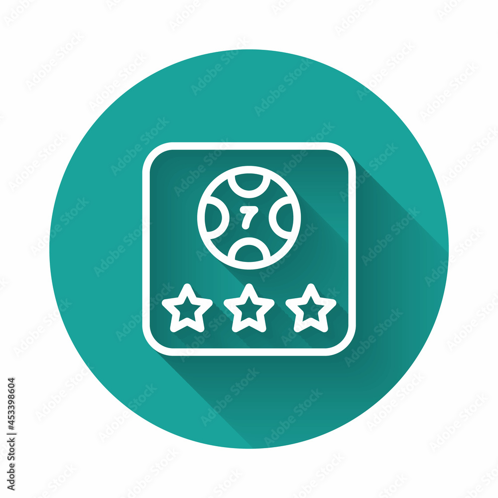 White line Online poker table game icon isolated with long shadow background. Online casino. Green circle button. Vector White line Online poker table game icon isolated with long shadow background. Online casino. Green circle button. Vector