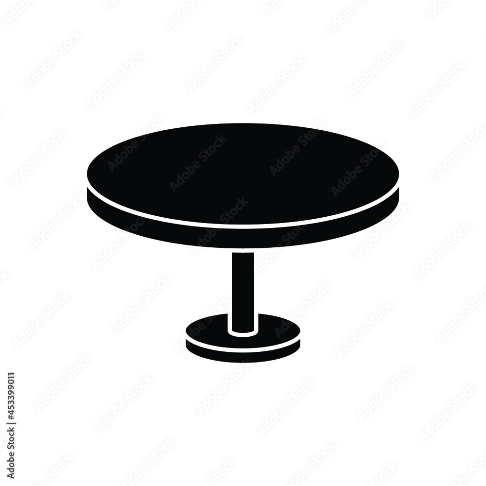 Circle table icon. Simple solid style. Round, pictogram, furniture, office, sign, conference, meeting, web, symbol, interior concept. Vector design illustration isolated on white background. EPS 10 Circle table icon. Simple solid style. Round, pictogram, furniture, office, sign, conference, meeting, web, symbol, interior concept. Vector design illustration isolated on white background. EPS 10