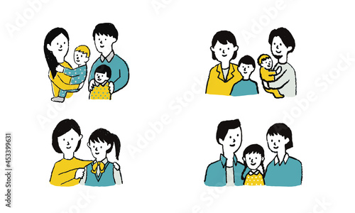 様々な子育て世代の家族のイラスト