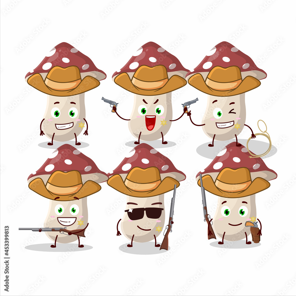 Cool cowboy amanita cartoon character with a cute hat Cool cowboy amanita cartoon character with a cute hat