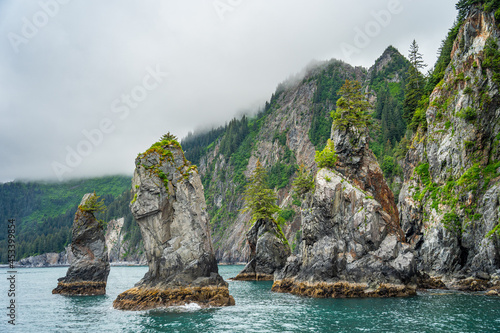 Rock formations in Aialik Bay of Kenai Fjords National Park, Alaska photo