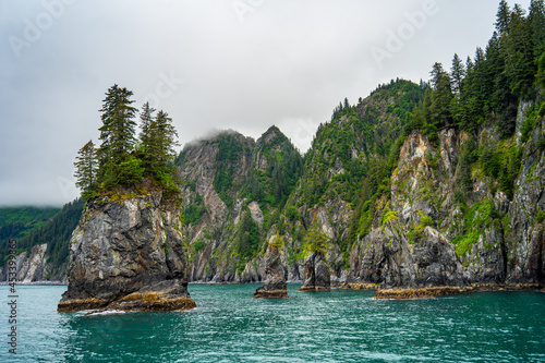 Rock formations in Aialik Bay of Kenai Fjords National Park, Alaska photo