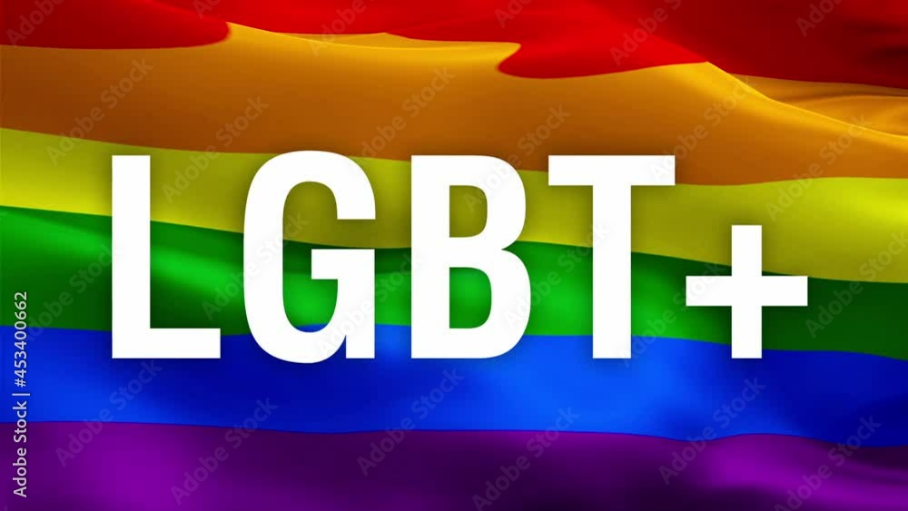 LGBT+ text on Pride flag seamless loop. LGBT+ concept flag Closeup ...