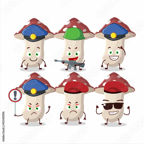 A dedicated Police officer of amanita mascot design style