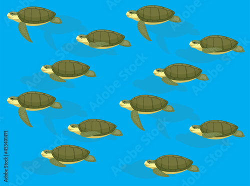 Animal Animation Sea Turtle Kemp's Ridley Vector Seamless Wallpaper