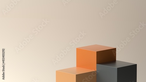 Cube product stage with brown shades colors for product promo or showcase