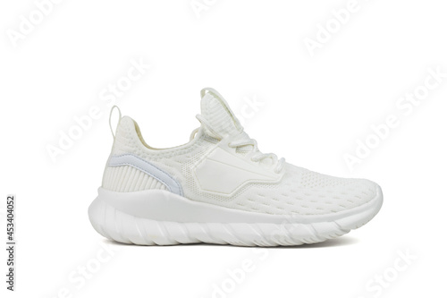 White stylish fitness shoes isolated on a white background.