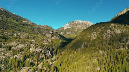Aerial over the rocky mountains, Aspen Colorado. 