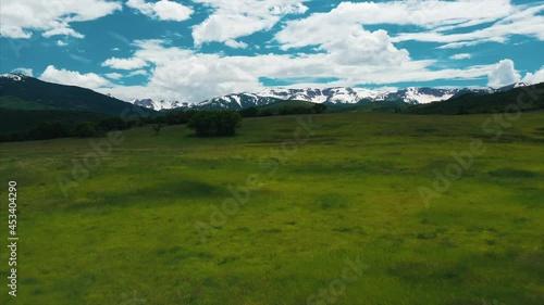 Aerial over the rocky mountains, Aspen Colorado. 