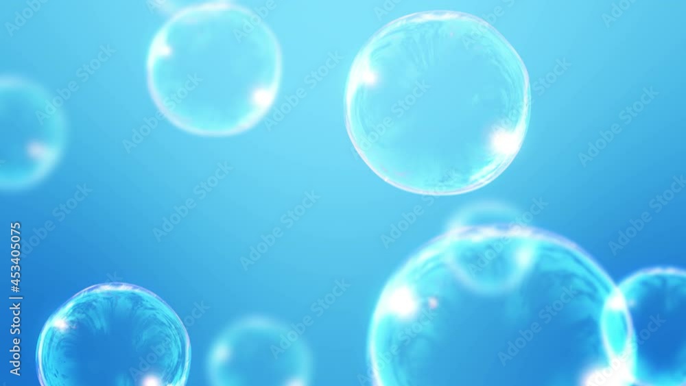 Many soap bubbles on blue background. Realistic bubbles slowly float. Transparent bubbles flying. Loop animation. Many soap bubbles on blue background. Realistic bubbles slowly float. Transparent bubbles flying. Loop animation.